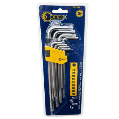 Orex 9PC TORX KEY WRENCH SET EXTRA LENGTH 02-52412